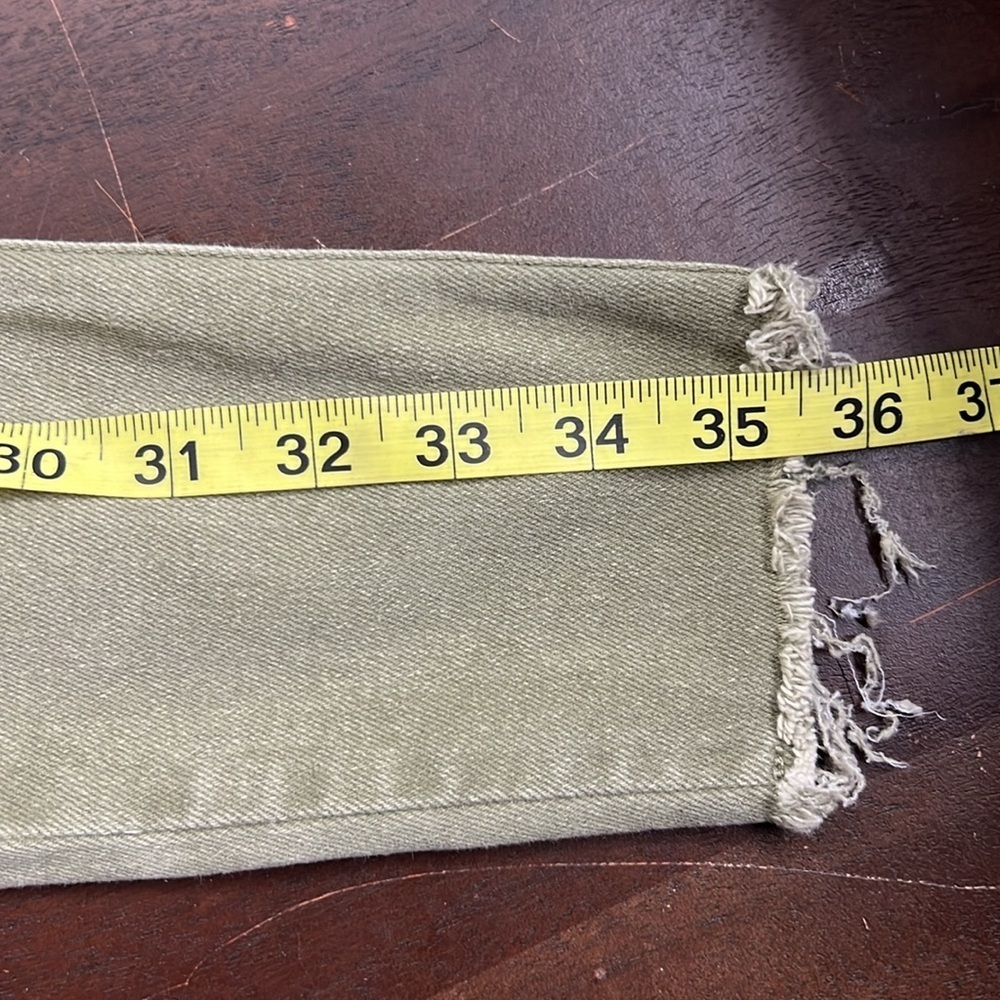 Free People We The Free Olive Green Raw Hem High Waist Skinny Jeans EUC - Picture 3 of 9